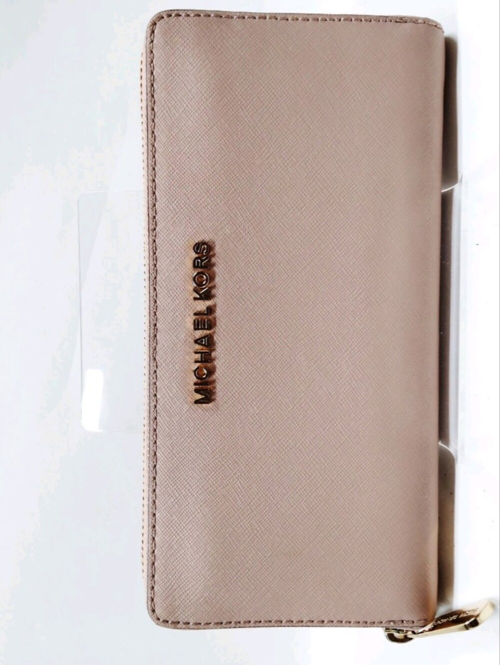 Michael Kors Rose Beige Saffiano Zip Around Wallet
